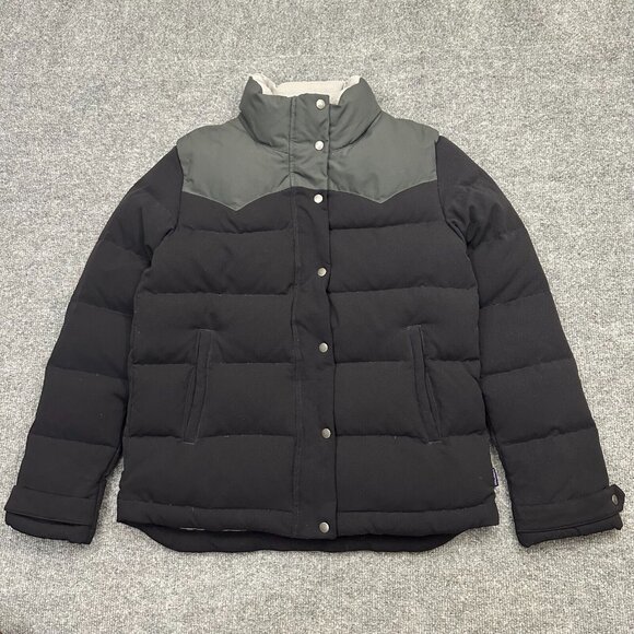 Patagonia Womens Bivy Black Jacket Medium Western Duck Down Insulated